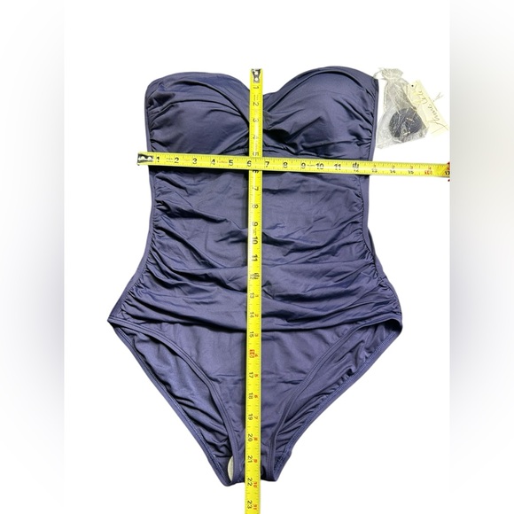ANNE COLE womens navy blue one piece swimsuit w detachable straps strapless NWT - Picture 7 of 10